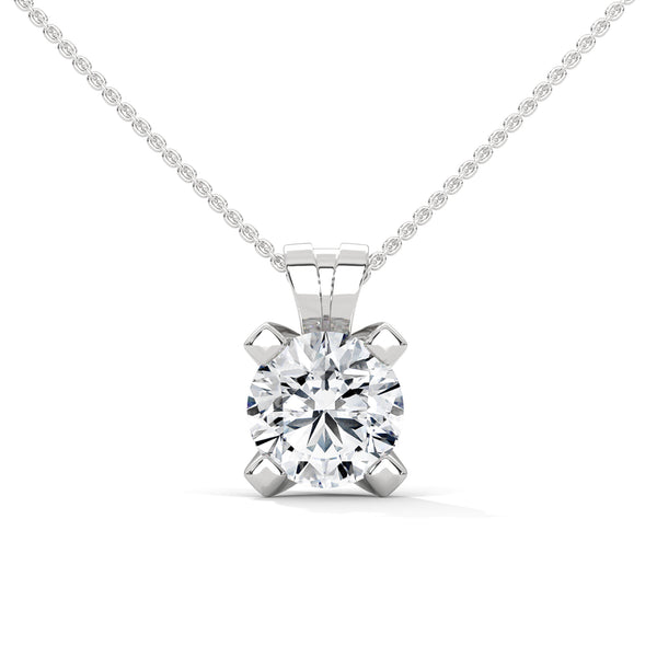 10K White Gold Round Lab Grown Diamond Four-Prong Solitaire Pendant Necklace | 2.43 Carat Total Weight