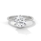 10K White Gold 2.0 CT Round Lab Grown Diamond Six-Prong Tulip Solitaire Engagement Ring