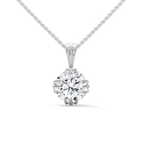 10K White Gold Round Lab Grown Diamond Six-Prong Solitaire Pendant Necklace | 2.00 Carat Total Weight