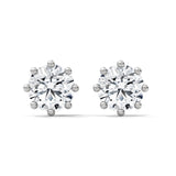 14K White Gold 1.30 CT Round Lab Grown Diamond Solitaire Six-Prong Stud Earrings