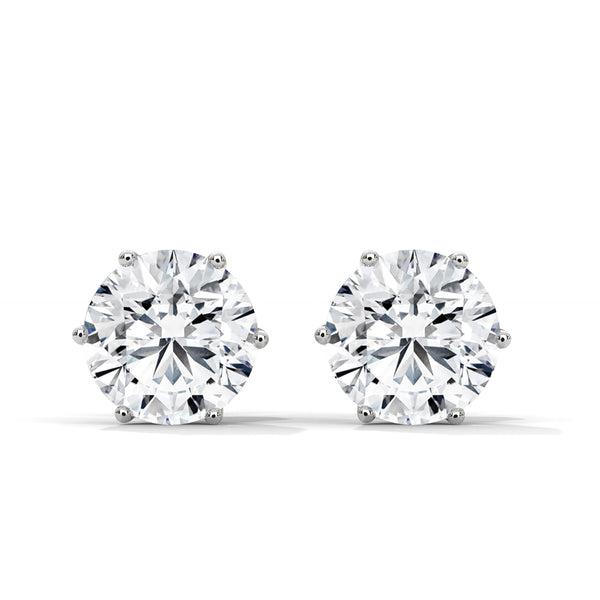 10K White Gold 1.0 CT Round Lab Grown Diamond Stud Earrings