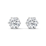14K White Gold 1.30 CT Round Lab Grown Diamond Solitaire Stud Earrings