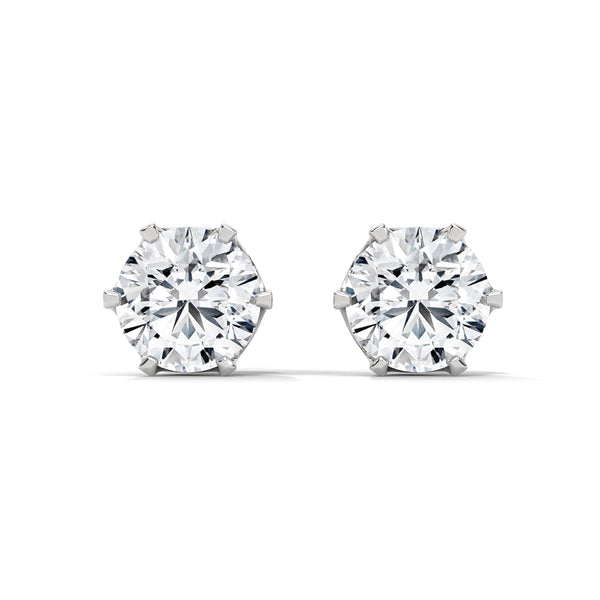 14K White Gold 1.30 CT Round Lab Grown Diamond Solitaire Stud Earrings