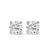 14K White Gold 1.30 CT Round Lab Grown Diamond Solitaire Stud Earrings
