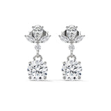 14K White Gold 1.48 CTW Mixed Shape Lab Grown Diamond Floral Cluster Drop Earrings