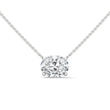 10K White Gold Oval Lab Grown Diamond Four-Prong Solitaire Pendant Necklace | 2.00 Carat Total Weight
