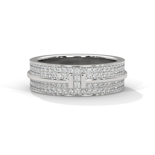 10K White Gold T-Pave Lab Diamond Wedding Band 1.07 Carat Total Weight