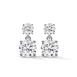 10K White Gold 1.5 CT Two Stone Round Lab Grown Diamond Drop Earrings
