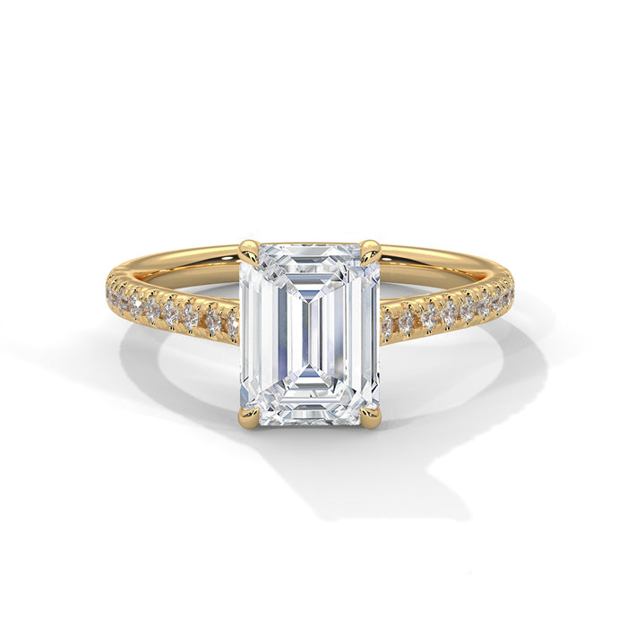 10K White Gold 1.75 CT Emerald Cut Lab Diamond Partially Pave Ring yellow gold video
