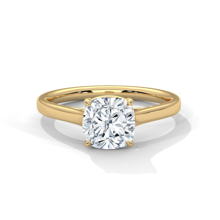 Elegant 10K White Gold 2 Carat Cushion Lab Grown Diamond Solitaire Ring yellow gold video