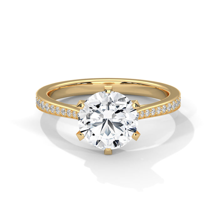 2 CT Round Lab Grown Diamond 6-Prong Pavé Engagement Ring in 10K White Gold yellow gold video