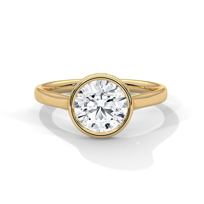 Chic 10K White Gold 2.0 CT Round Lab Grown Diamond Bezel Set Ring yellow gold video