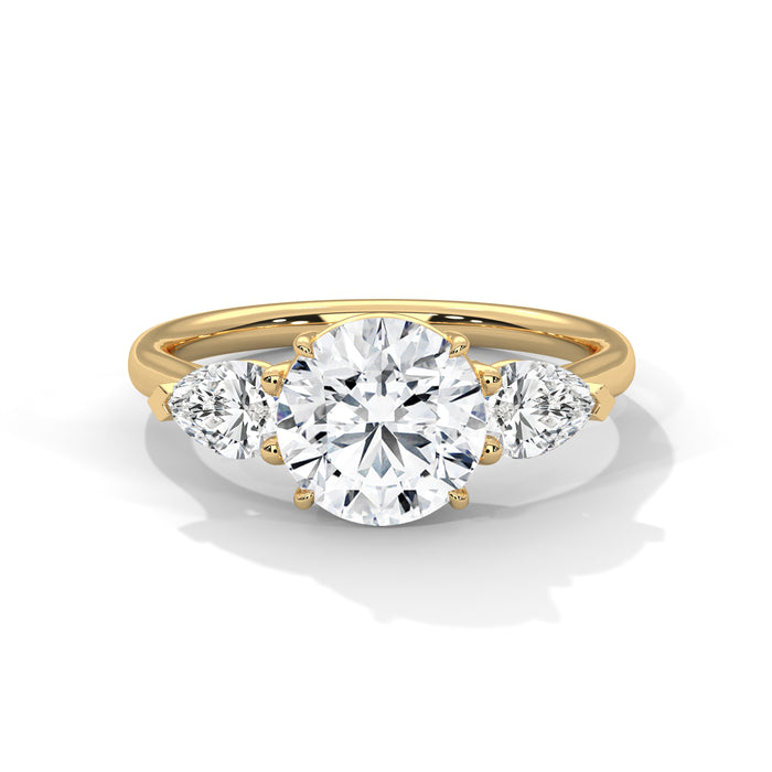 2 CT Round Lab Grown Diamond 3 Stone Engagement Ring in 10K White Gold yellow gold video