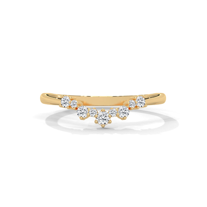 Curved Round Lab Grown Diamond Wedding Band in 10K White Gold yellow gold video