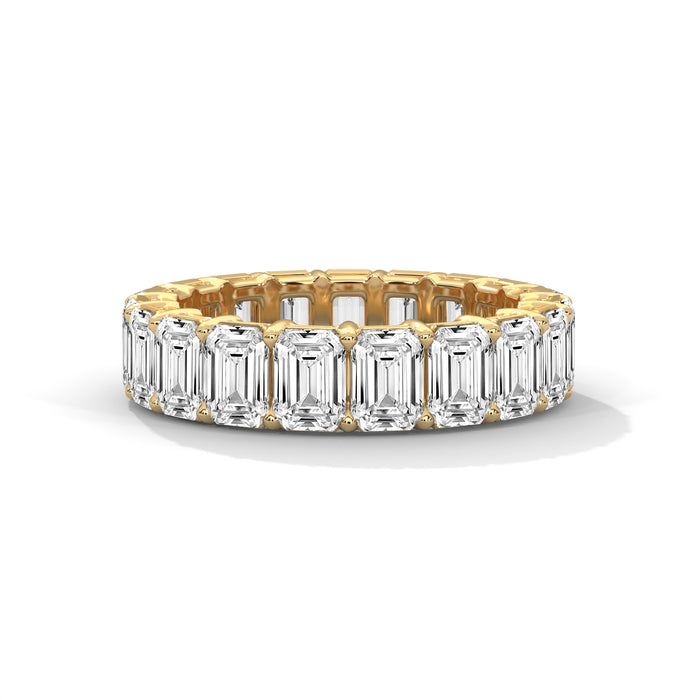 Emerald Cut Lab Diamond Full Eternity Wedding Band in 10K White Gold yellow gold video