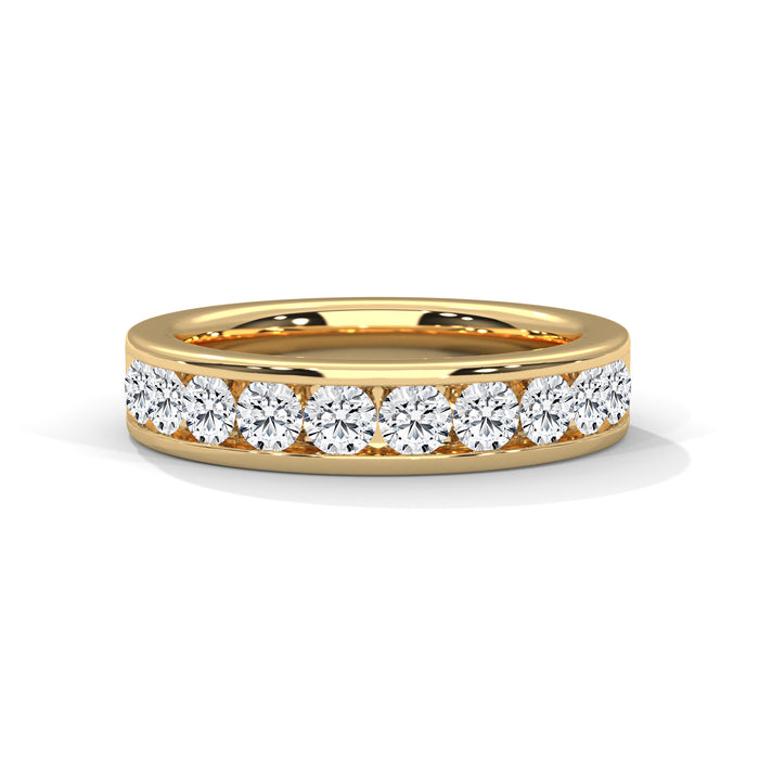10K White Gold Round Lab Grown Diamond Channel-Set Wedding Band yellow gold video