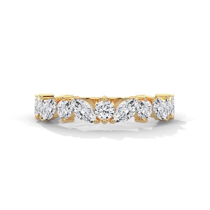 Round Lab Diamond Half Eternity Wedding Band in 10K White Gold yellow gold video