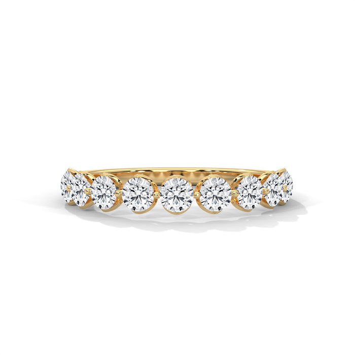 Ethical Round Lab Grown Diamond Half Eternity Wedding Band in 10K White Gold yellow gold video