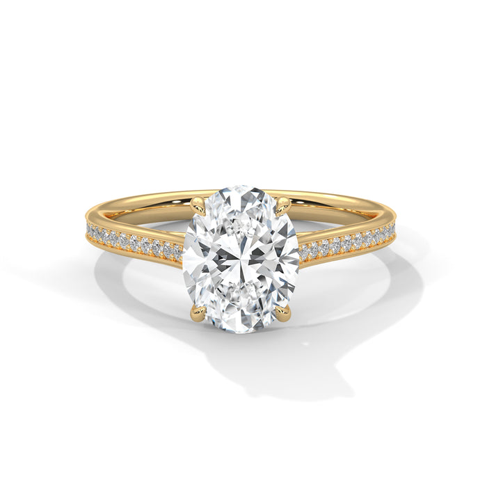 10K White Gold 2.0 CT Oval Lab Grown Diamond Solitaire Pave Engagement Ring yellow gold video