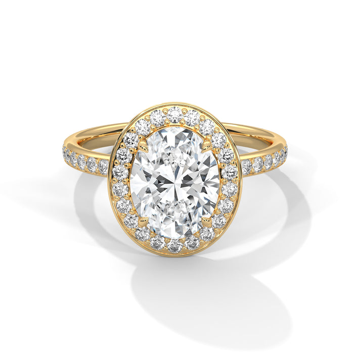 10K White Gold 2.0 CT Oval Lab Grown Diamond Halo Pave Engagement Ring yellow gold video