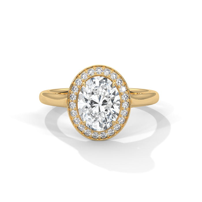 Radiant 10K White Gold 2.0 CT Oval Lab Grown Diamond Halo Solitaire Engagement Ring yellow gold video