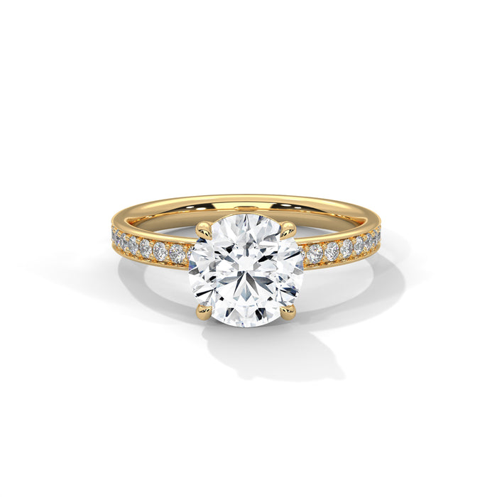 10K White Gold 2.0 CT Round Lab Grown Diamond Solitaire Pave Hidden Halo Engagement Ring yellow gold video