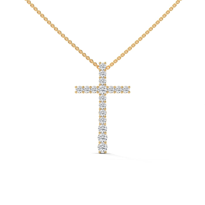 10K White Gold Pave Round Lab Grown Diamond Cross Pendant Necklace | 0.48 Carat Total Weight yellow gold video