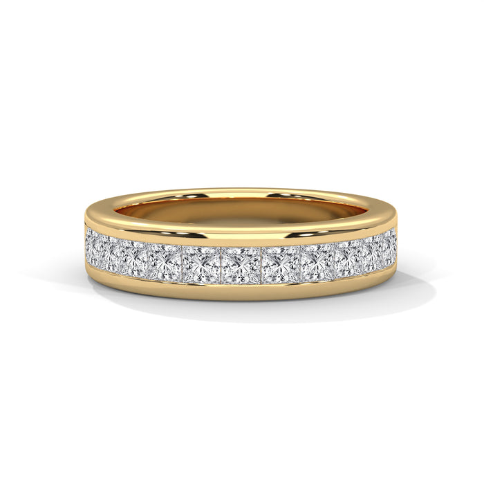10K White Gold Channel Set Princess Cut Lab Grown Diamond Half Eternity Wedding Band yellow gold video