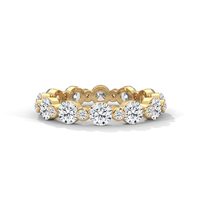 10K White Gold Alternating Round Lab Grown Diamond Full Eternity Wedding Band yellow gold video