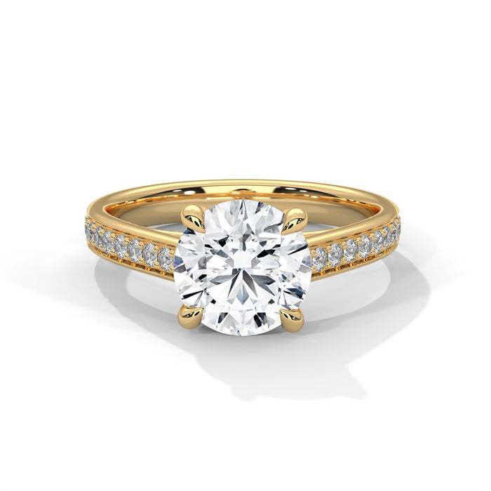 10K White Gold 2.0 CT Round Lab Grown Diamond Solitaire Pave Engagement Ring yellow gold video