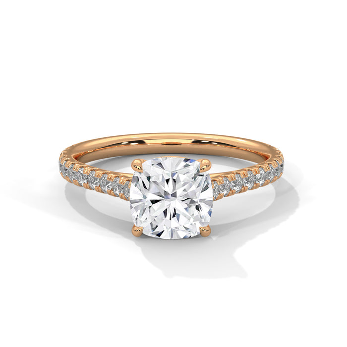 14K White Gold 2.0 CT Cushion Lab Grown Diamond Solitaire Pave Engagement Ring rose gold video