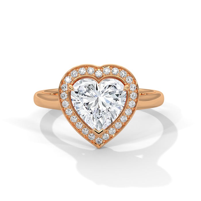 14K White Gold 2.0 CT Heart Lab Grown Diamond Halo Engagement Ring rose gold video