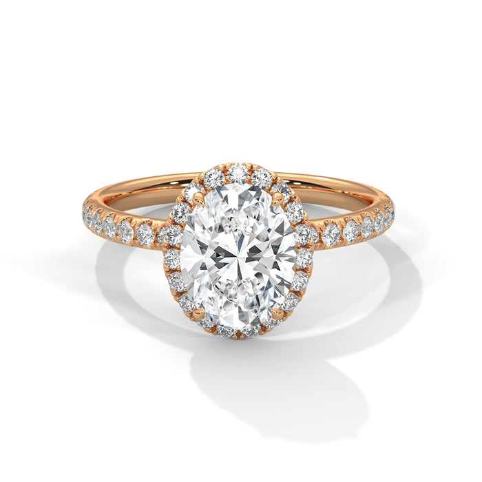 14K White Gold 2.0 CT Oval Lab Grown Diamond Halo Pave Engagement Ring rose gold video
