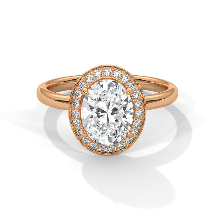 14K White Gold 2.0 CT Oval Lab Grown Diamond Halo Engagement Ring rose gold video