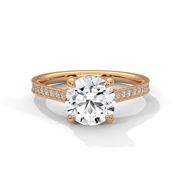 14K White Gold 2.0 CT Round Lab Grown Diamond Solitaire Pave Engagement Ring rose gold video