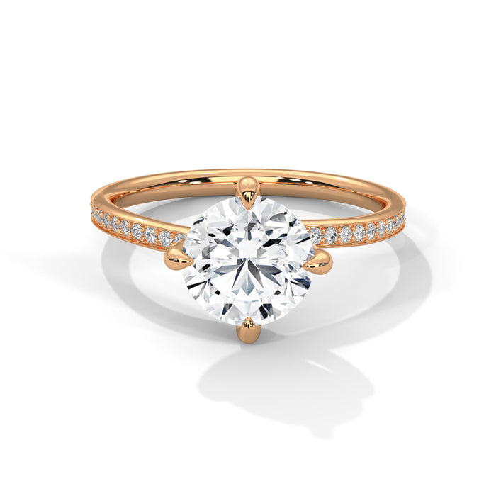 14K White Gold 2.0 CT Round Lab Grown Diamond Solitaire Pave Engagement Ring rose gold video