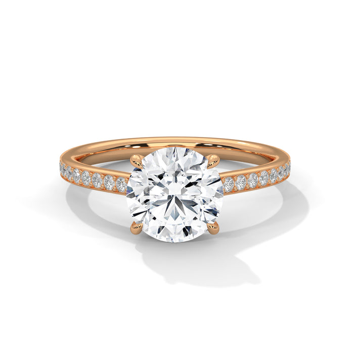 14K White Gold 2.0 CT Round Lab Grown Diamond Solitaire Pave Engagement Ring rose gold video