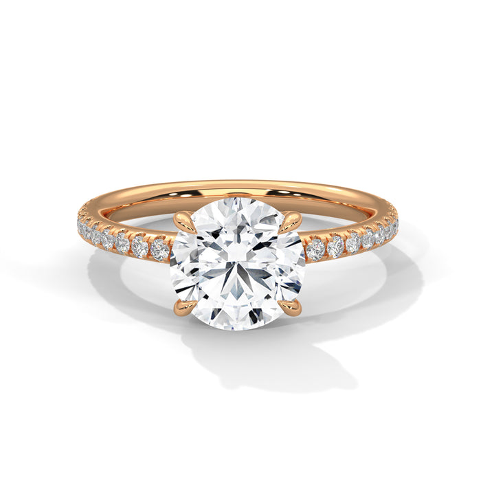 14K White Gold 2.0 CT Round Lab Grown Diamond Solitaire Pave Engagement Ring rose gold video
