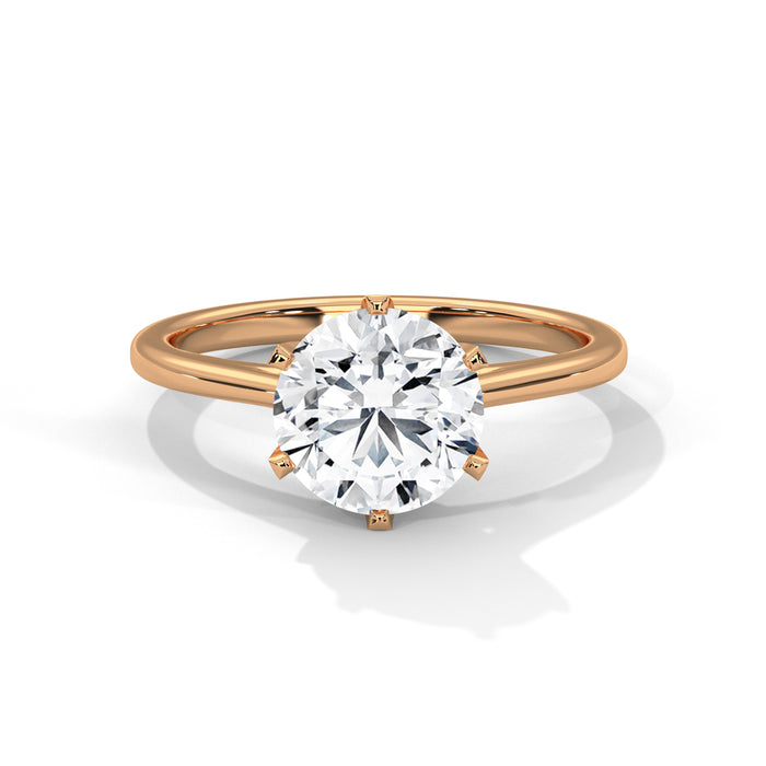 14K White Gold 2.0 CT Round Lab Grown Diamond Six-Prong Solitaire Engagement Ring rose gold video