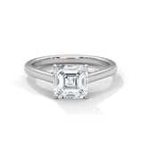 14K White Gold 2.0 CT Asscher Lab Grown Diamond Solitaire Engagement Ring