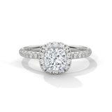 14K White Gold 1.0 CT Cushion Lab Grown Diamond Halo Pave Engagement Ring