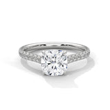 14K White Gold 2.0 CT Cushion Lab Grown Diamond Solitaire Pave Engagement Ring