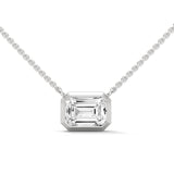 14K White Gold East-West Emerald Cut Lab Grown Diamond Solitaire Pendant | 0.75 Carat Total Weight