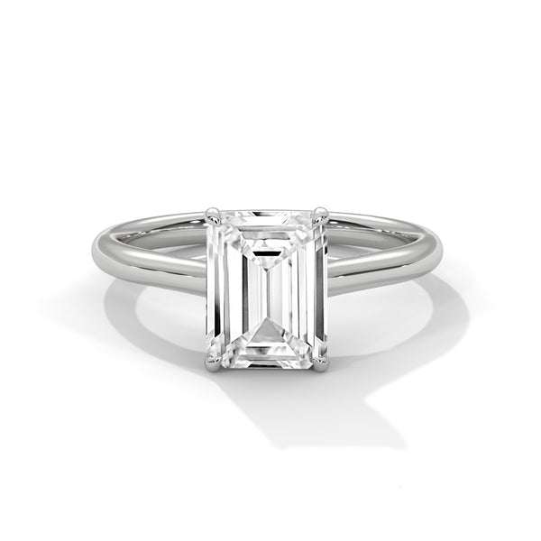 14K White Gold 2.0 CT Emerald Lab Grown Diamond Solitaire Engagement Ring