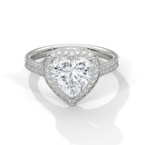 14K White Gold 2.0 CT Heart Lab Grown Diamond Halo Pave Engagement Ring