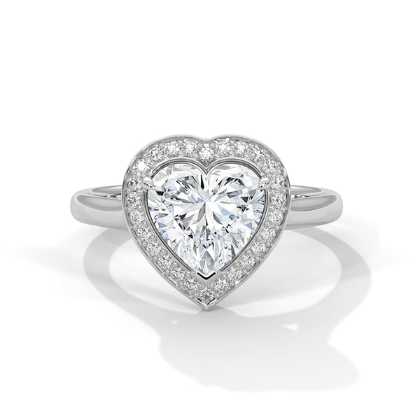 14K White Gold 2.0 CT Heart Lab Grown Diamond Halo Engagement Ring