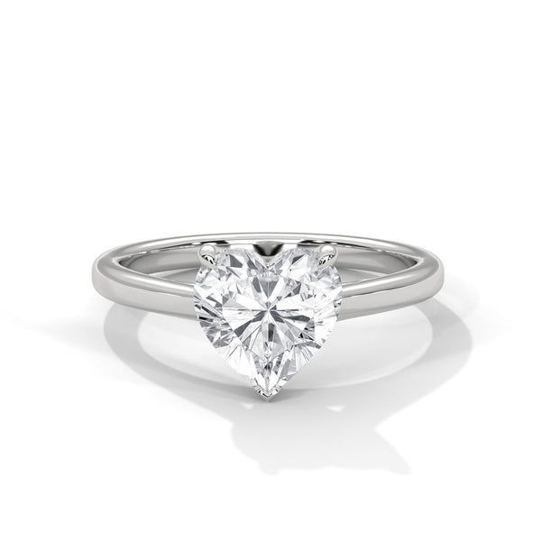 14K White Gold 2.0 CT Heart Lab Grown Diamond Solitaire Engagement Ring