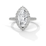 14K White Gold 2.0 CT Marquise Lab Grown Diamond Halo Pave Engagement Ring