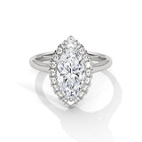 14K White Gold 2.0 CT Marquise Lab Grown Diamond Halo Engagement Ring