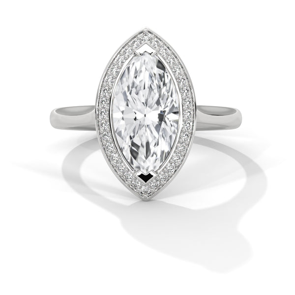 14K White Gold 2.0 CT Marquise Lab Grown Diamond Halo Engagement Ring